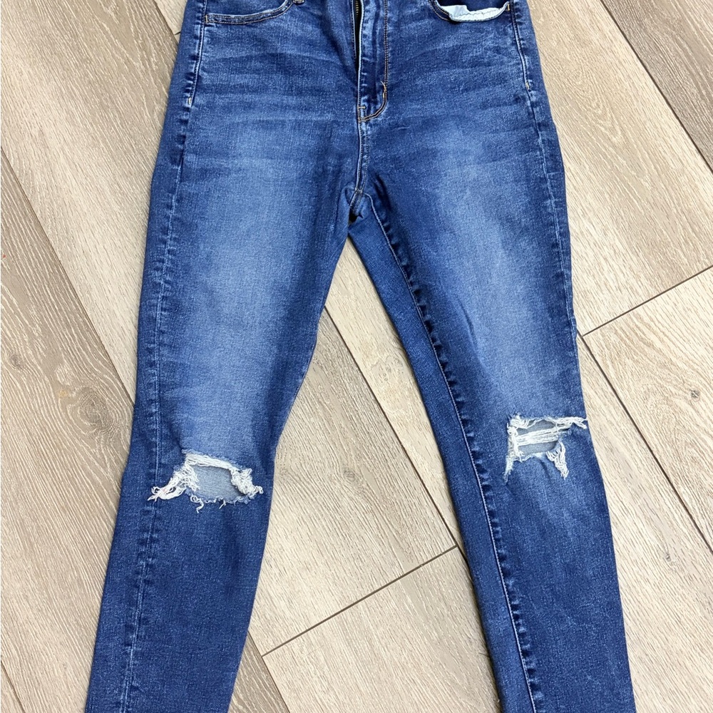 American Eagle Outfitters Blue Ripped Skinny Jeans